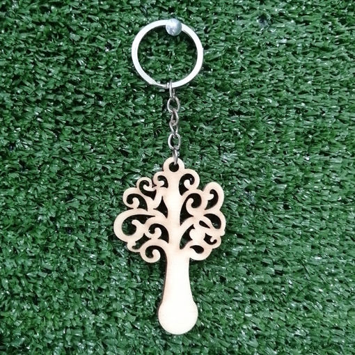Immagine di Portachiavi in Legno con Albero della Vita