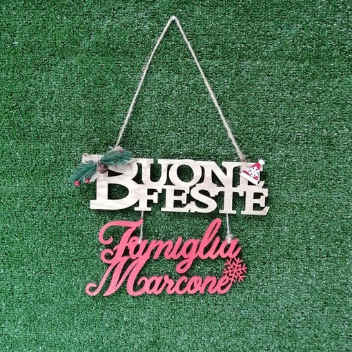 Immagine di Scritta da Parete in Legno "Buone Feste"