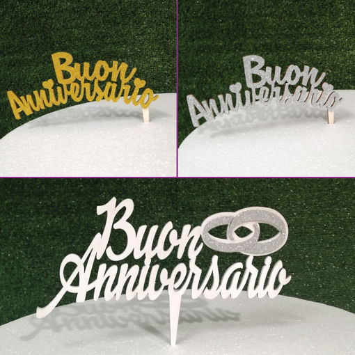 Immagine di Cake Topper in Legno "Buon Anniversario"