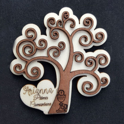 Immagine di Albero della Vita in Legno per la Prima Comunione Bicolore