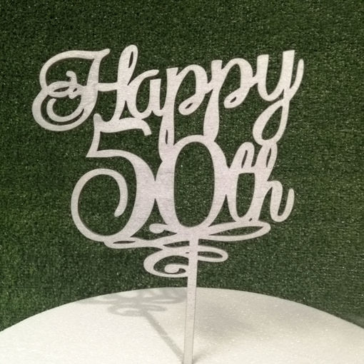 Immagine di Cake Topper in Legno "Happy 50th"