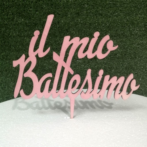 Immagine di Cake Topper in Legno "Il mio Battesimo" colorato