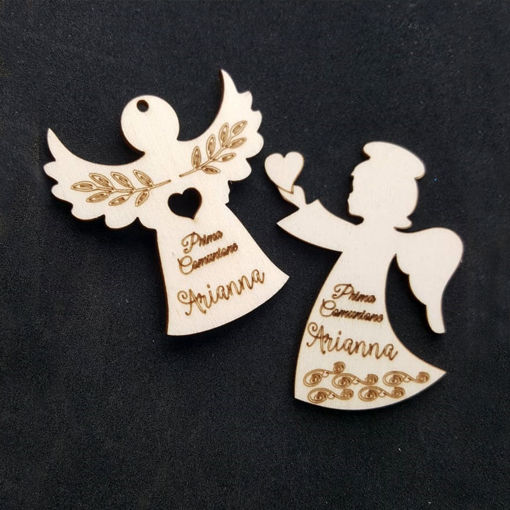 Immagine di Angeli in Legno per la tua Prima Comunione con Incisione