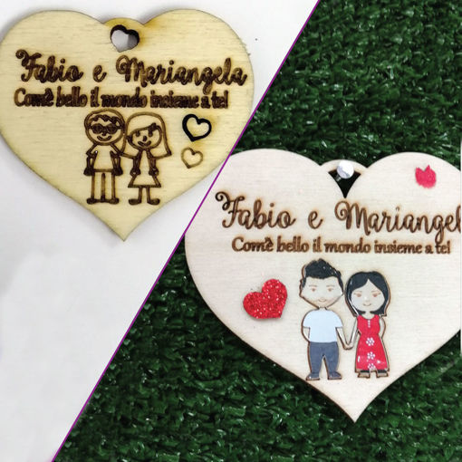 Immagine di Cuore in Legno con Dedica d'Amore