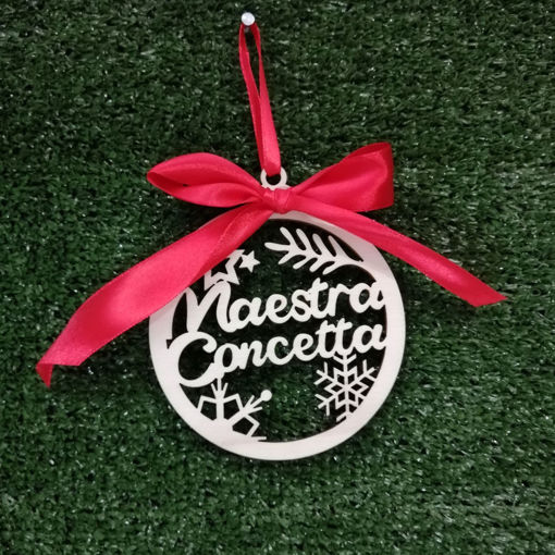 Immagine di Pallina Natalizia in Legno per la Maestra