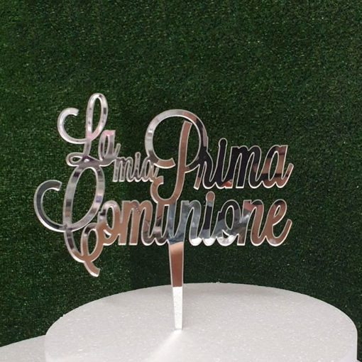Immagine di Cake Topper "La mia Prima Comunione" in Plexiglass Argento