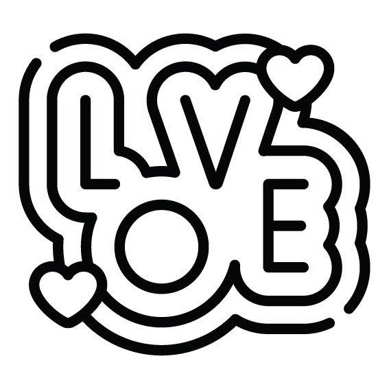 SCRITTA LOVE CON CONTORNO E CUORE