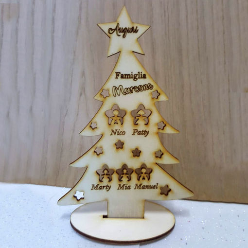Immagine di Alberello di Natale in Legno con Incisione Personalizzato