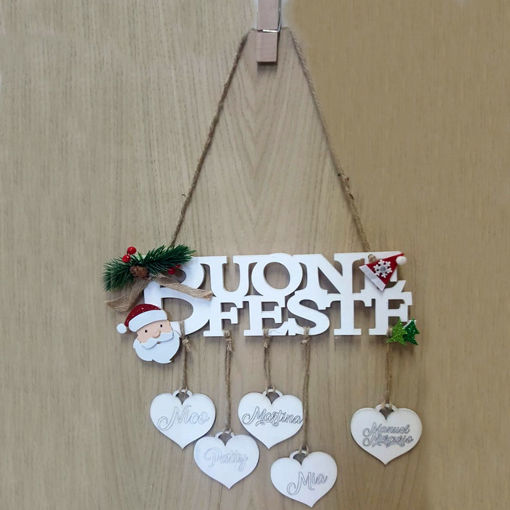 Immagine di Scritta in Legno per Parete "Buone Feste"