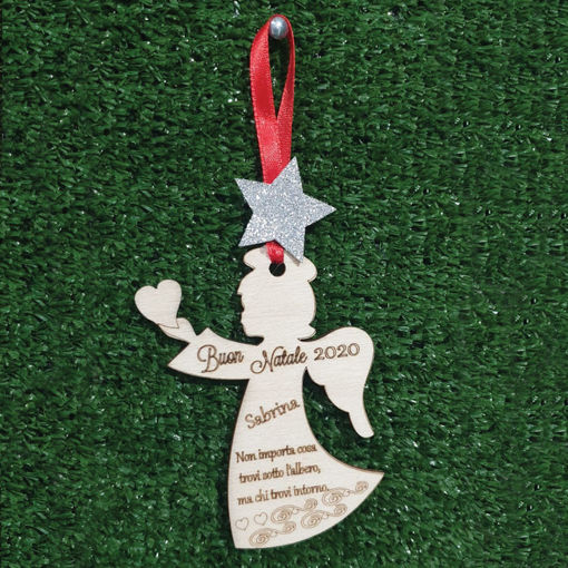 Immagine di Angelo Natalizio in Legno per Albero di Natale