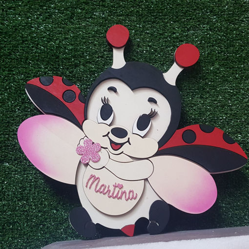 Immagine di Dietro Porta in Legno a forma di Coccinella