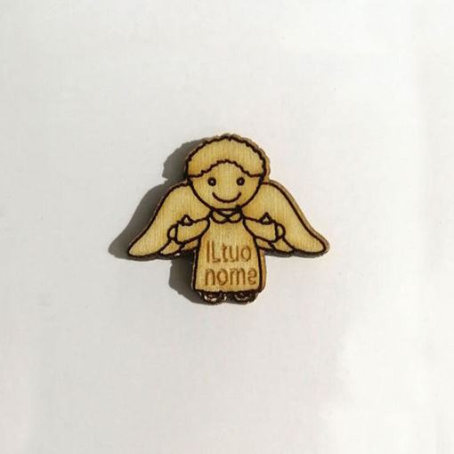 Immagine di Angelo in Legno con Incisione del Nome