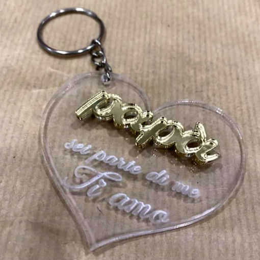 Immagine di Portachiavi a forma di cuore in Plexiglass per il tuo Papà