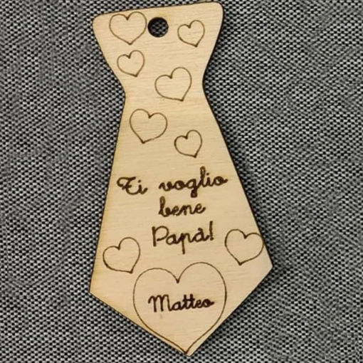 Immagine di Ciondolo a forma di cravatta in Legno con Incisione