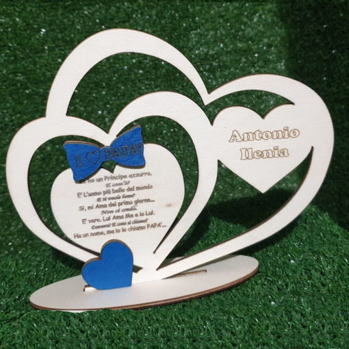 Immagine di Soprammobile Doppio Cuore in Legno Personalizzato
