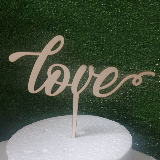 Immagine di Cake Topper in Legno con Scritta "Love"