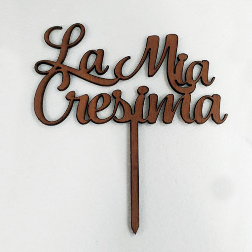 Immagine di Cake Topper in Legno Scuro La Mia Cresima