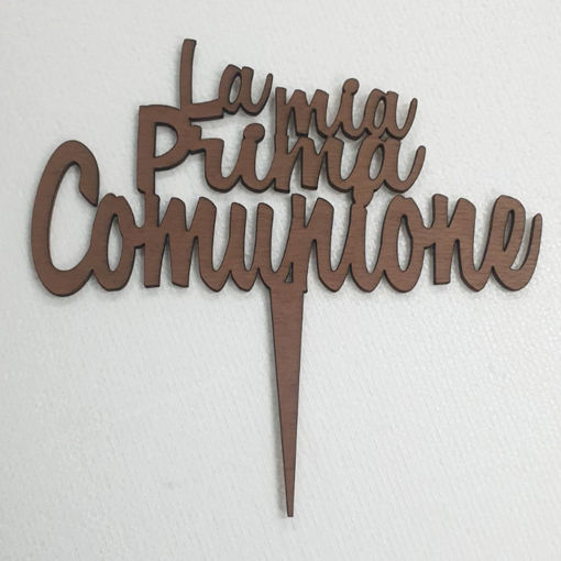 Immagine di Cake Topper in Legno Scuro La Mia Prima Comunione