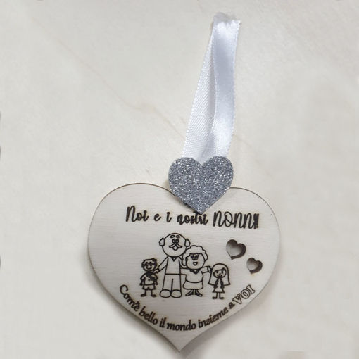 Immagine di Portachiavi in legno a forma di cuoricino per nonni