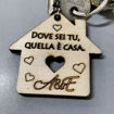 Portachiavi in Legno a forma di casetta con Incisione Personalizzata