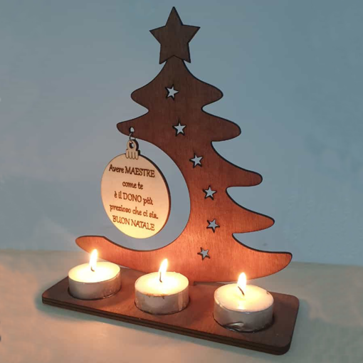 Immagine di Portacandele in Legno con Incisione Personalizzata