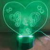 Lampada a forma di cuore con luce led e frase incisa