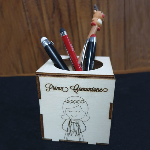 Immagine di Portapenne e Portacandele in Legno per Comunione