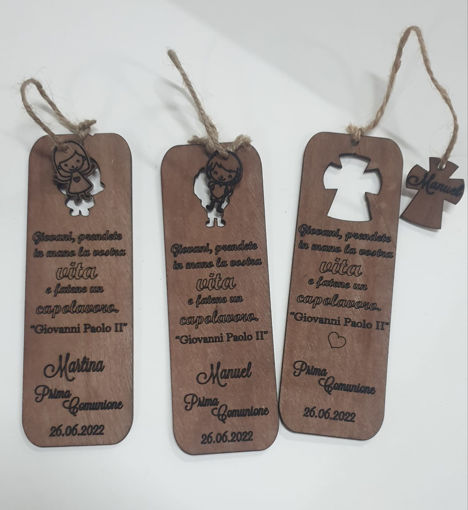 Immagine di Segnalibro in Legno Ciliegio Prima Comunione