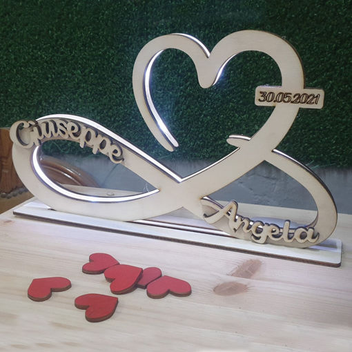 Immagine di Lampada in legno Infinito con luce LED
