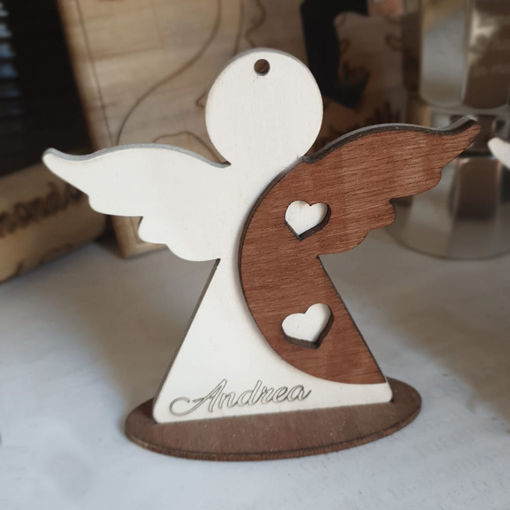 Immagine di Segnaposto Angelo in legno per Prima Comunione