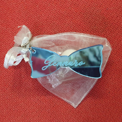 Portachiavi in Plexiglass a forma di papillon con incisione personalizzata