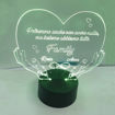 Lampada a forma di cuore con luce led e frase incisa