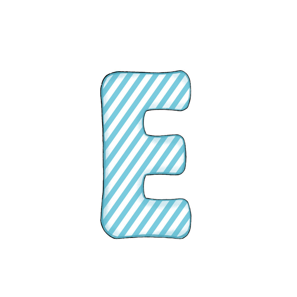 Lettera E Blue Stripe