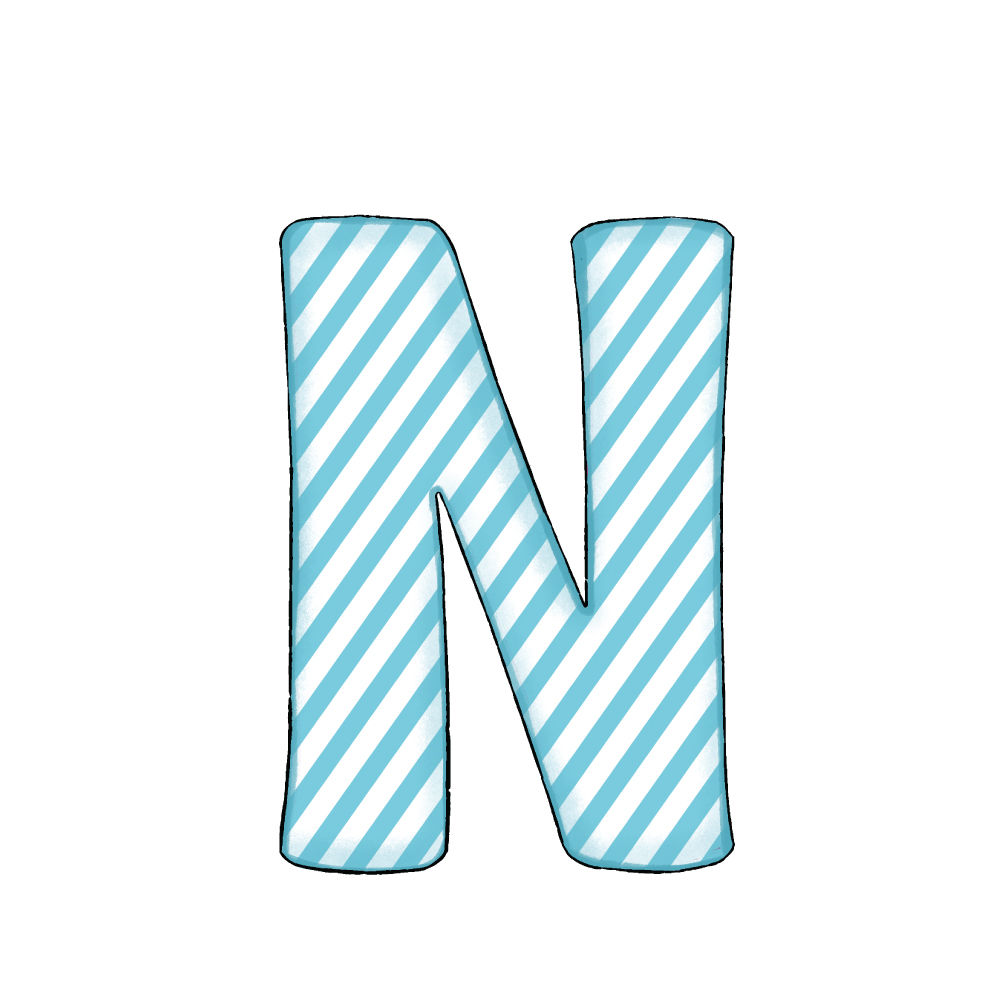 Lettera N Blue Stripe