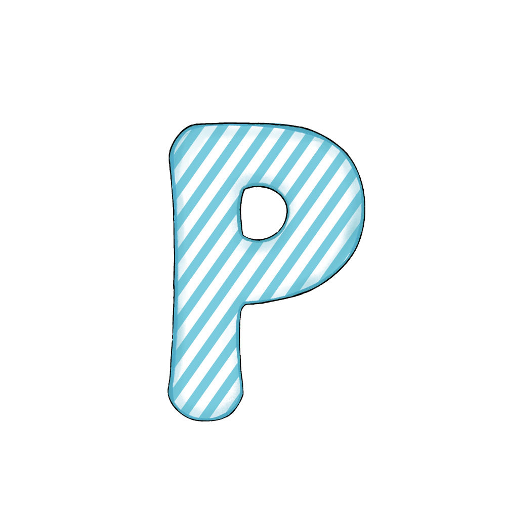Lettera P Blue Stripe