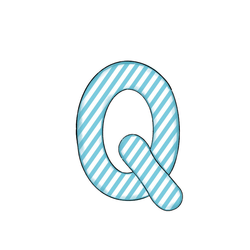 Lettera Q Blue Stripe