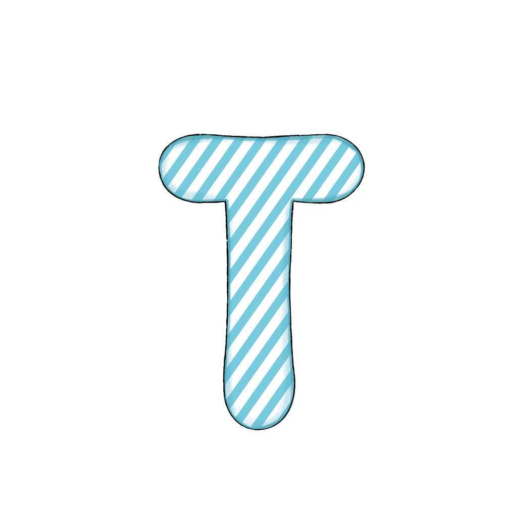 Lettera T Blue Stripe