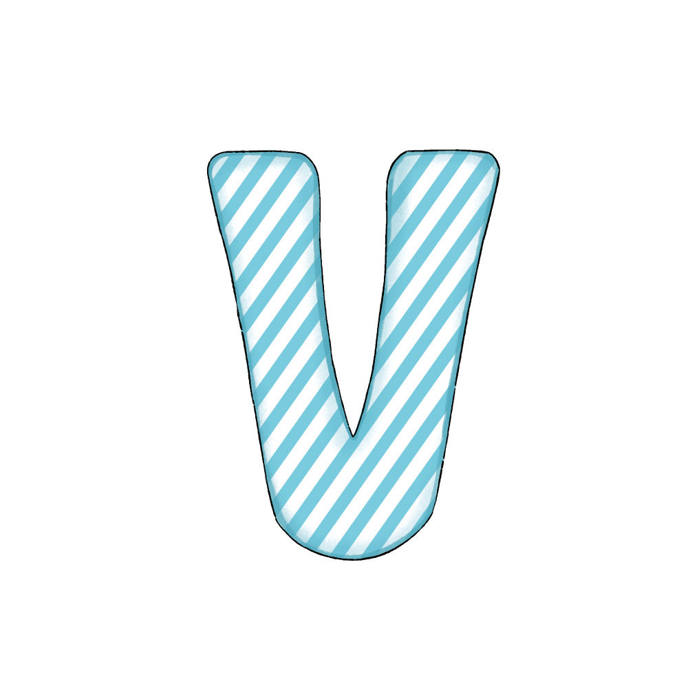 Lettera V Blue Stripe