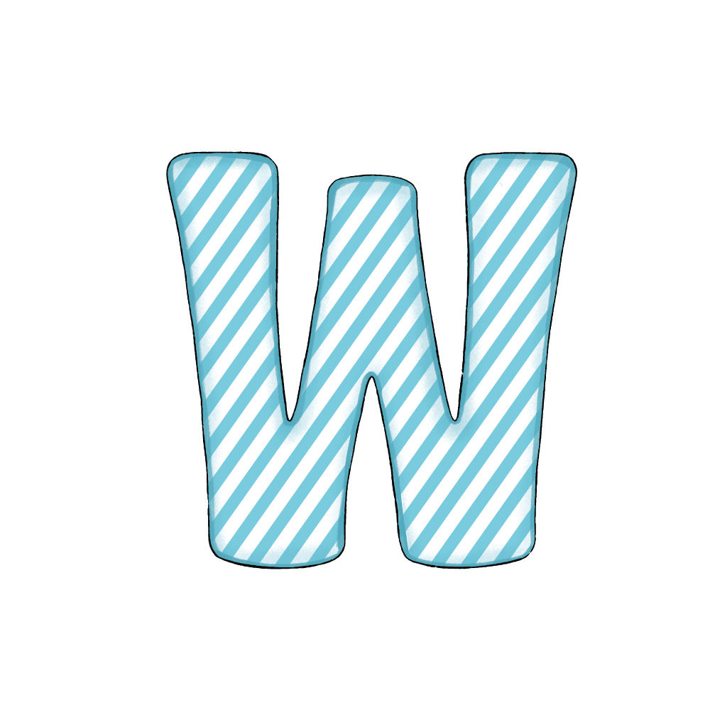 Lettera W Blue Stripe