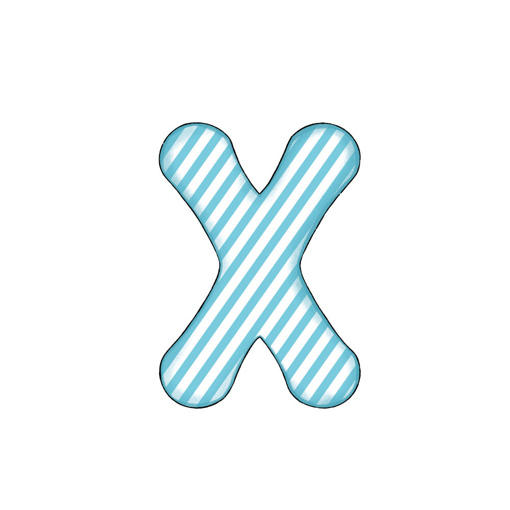 Lettera X Blue Stripe