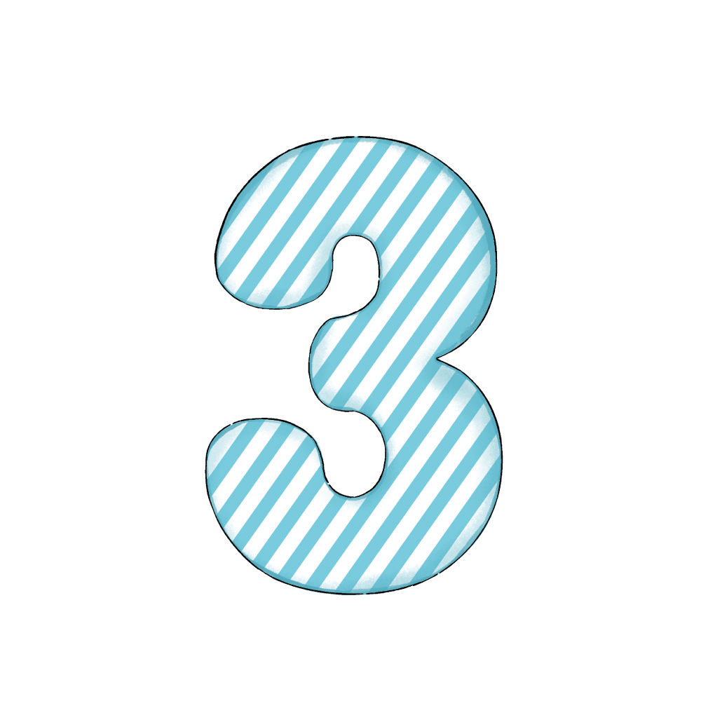 Numero 3 Blue Stripe