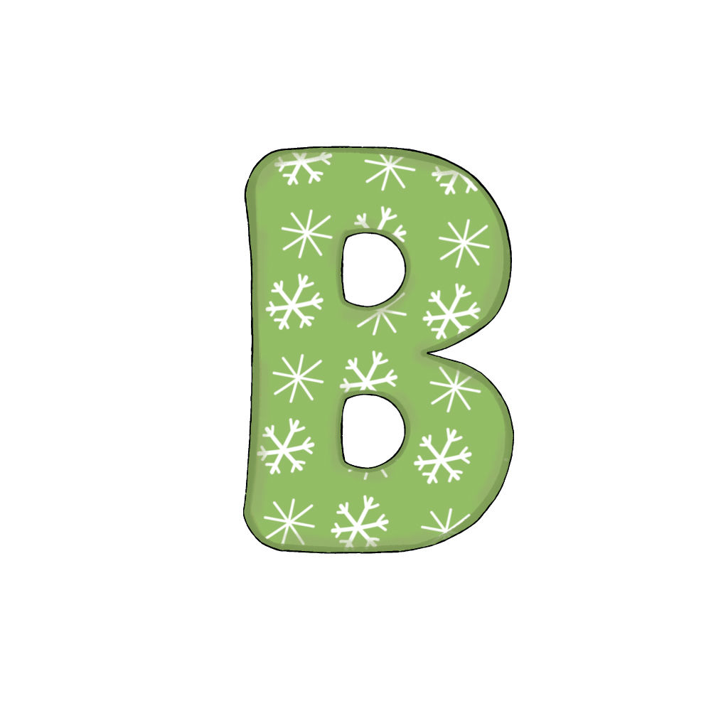 Lettera B Green Snowflake