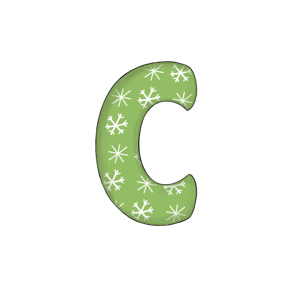 Lettera C Green Snowflake