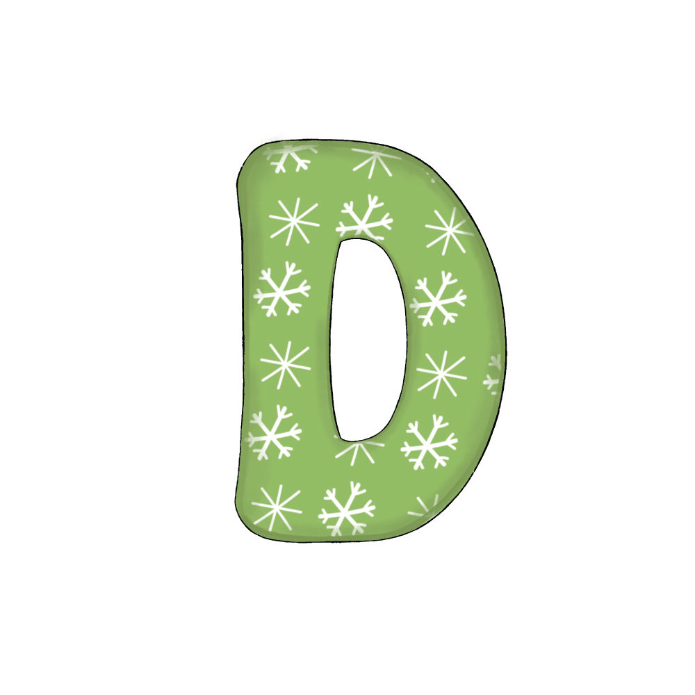 Lettera D Green Snowflake