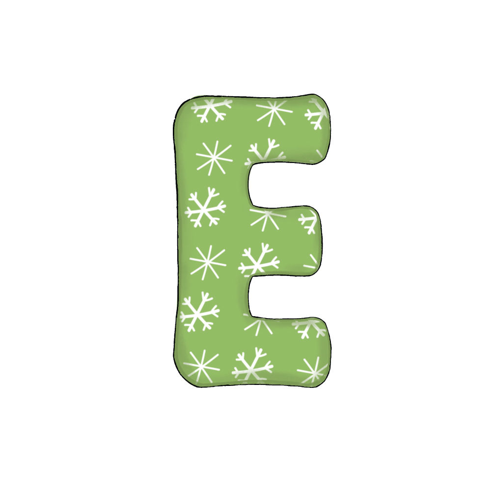 Lettera E Green Snowflake