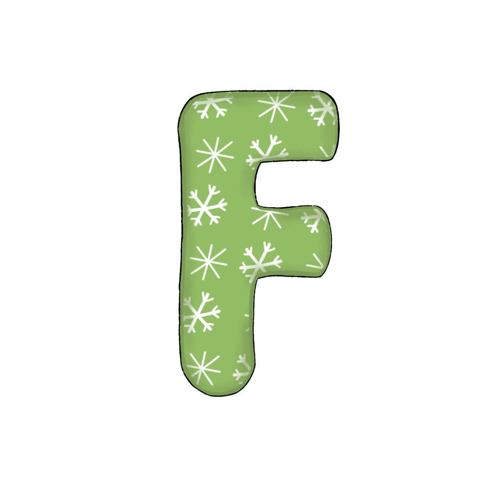 Lettera F Green Snowflake