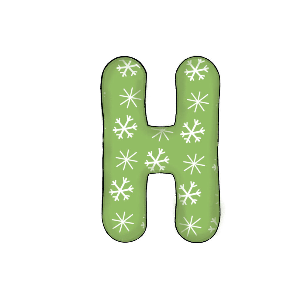 Lettera H Green Snowflake