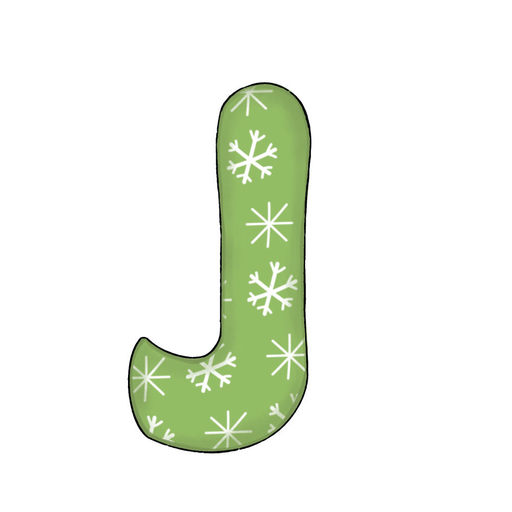 Lettera J Green Snowflake