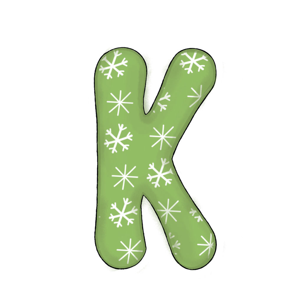 Lettera K Green Snowflake