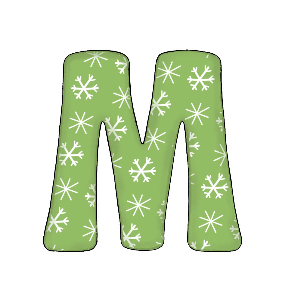Lettera M Green Snowflake